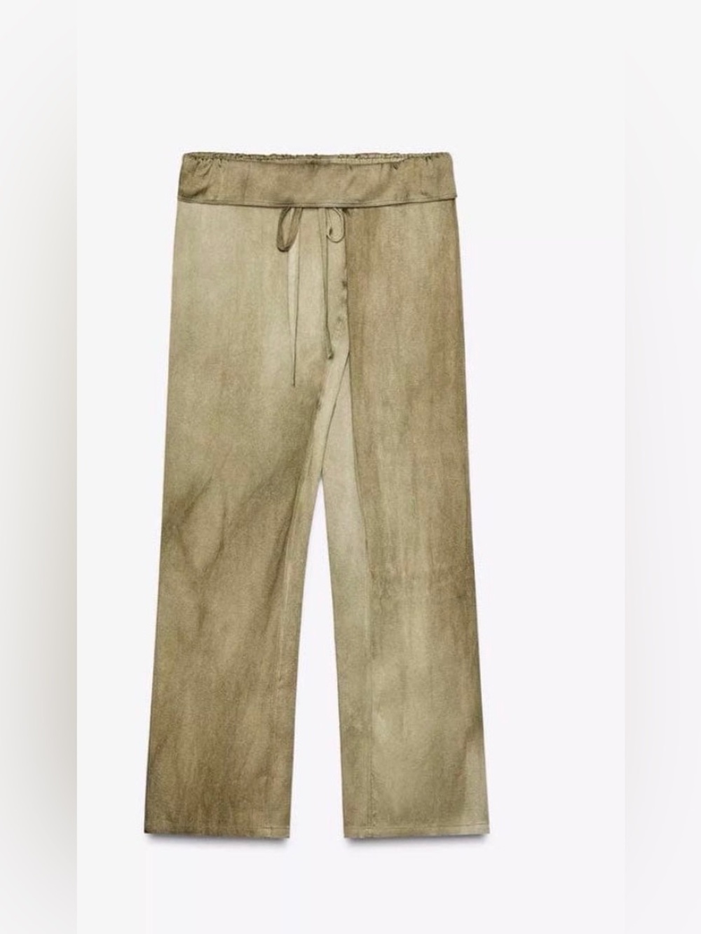 Zara Wide-Leg Drawstring Pants in Olive M